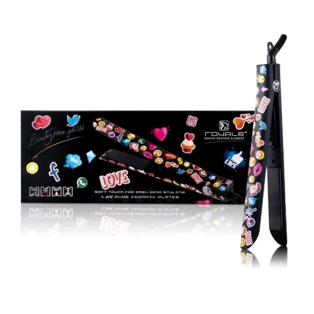 NEW Royale Genius Heating Element 1.25" Ceramic Plates Flat Iron Emoji Edition